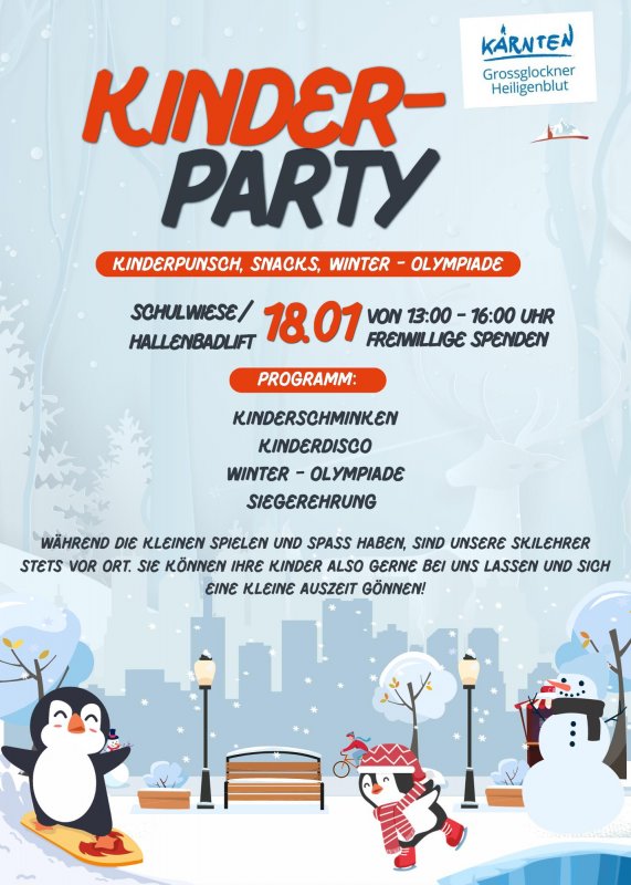 Kinder-Skiparty auf der Schulwiese