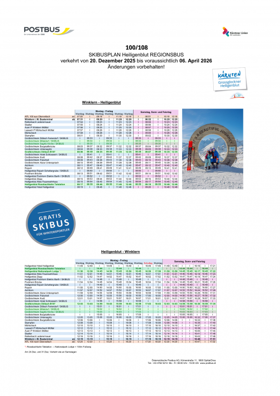 Skibus Sagritz-Heiligenblut