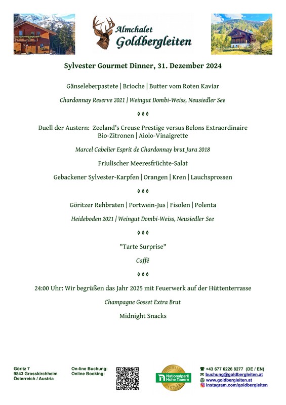 Sylvester Dinner 2024 | © Almchalet Goldbergleiten