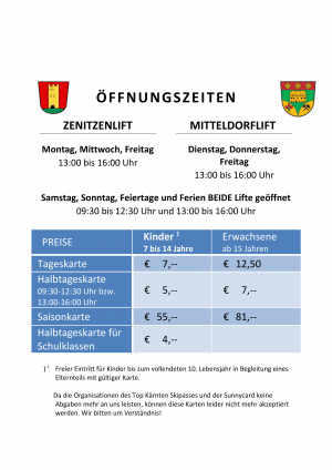 Preise Dorflifte Großkichheim + Winklern